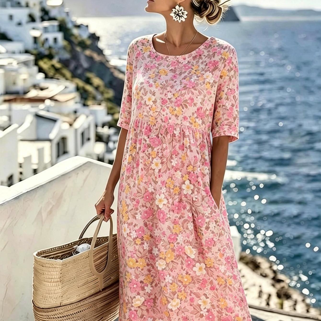 Kaycee | Elegante zomerse midi-jurk met bloemenprint