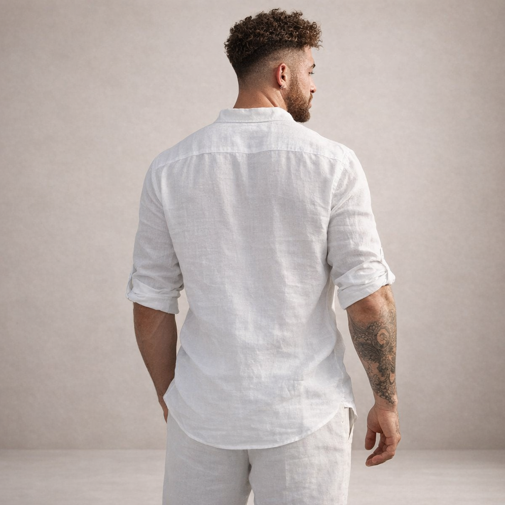 Matthew | Overhemd Heren Regular Fit Ademend Opstaande Kraag Lange Mouwen