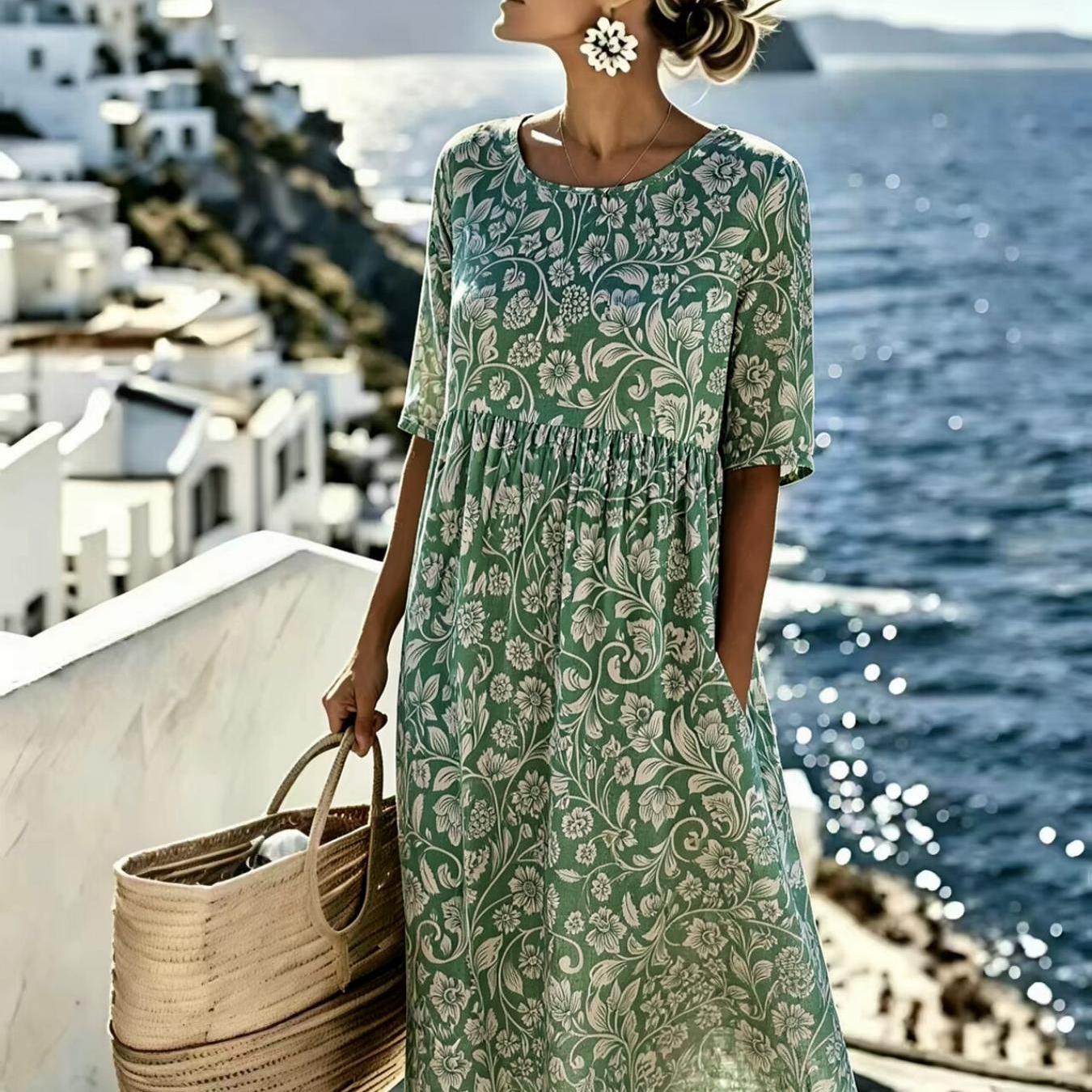 Karinalyn | Elegante zomerse midi-jurk met bloemenprint