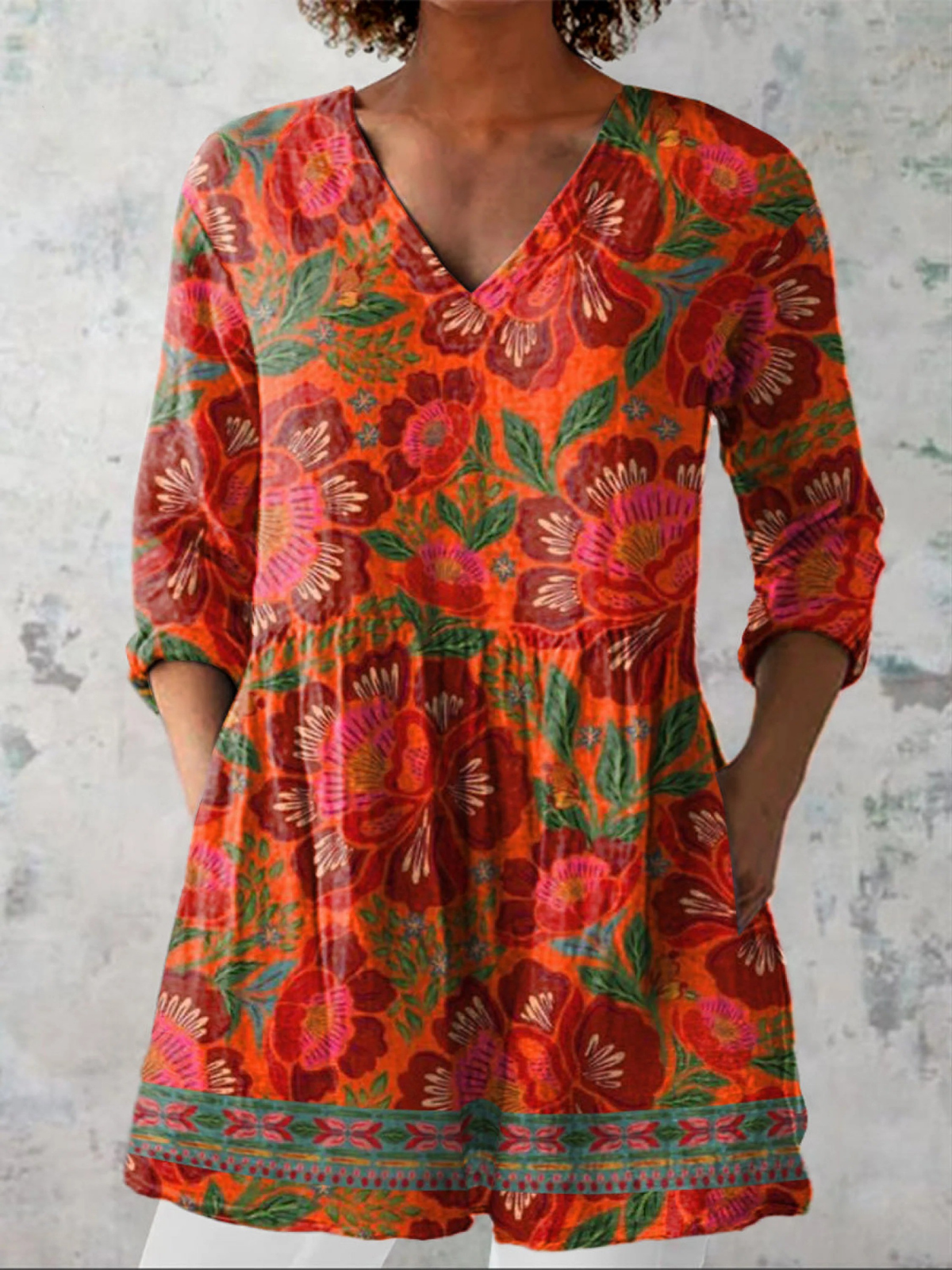 Ingridje | Lange blouse met V-hals