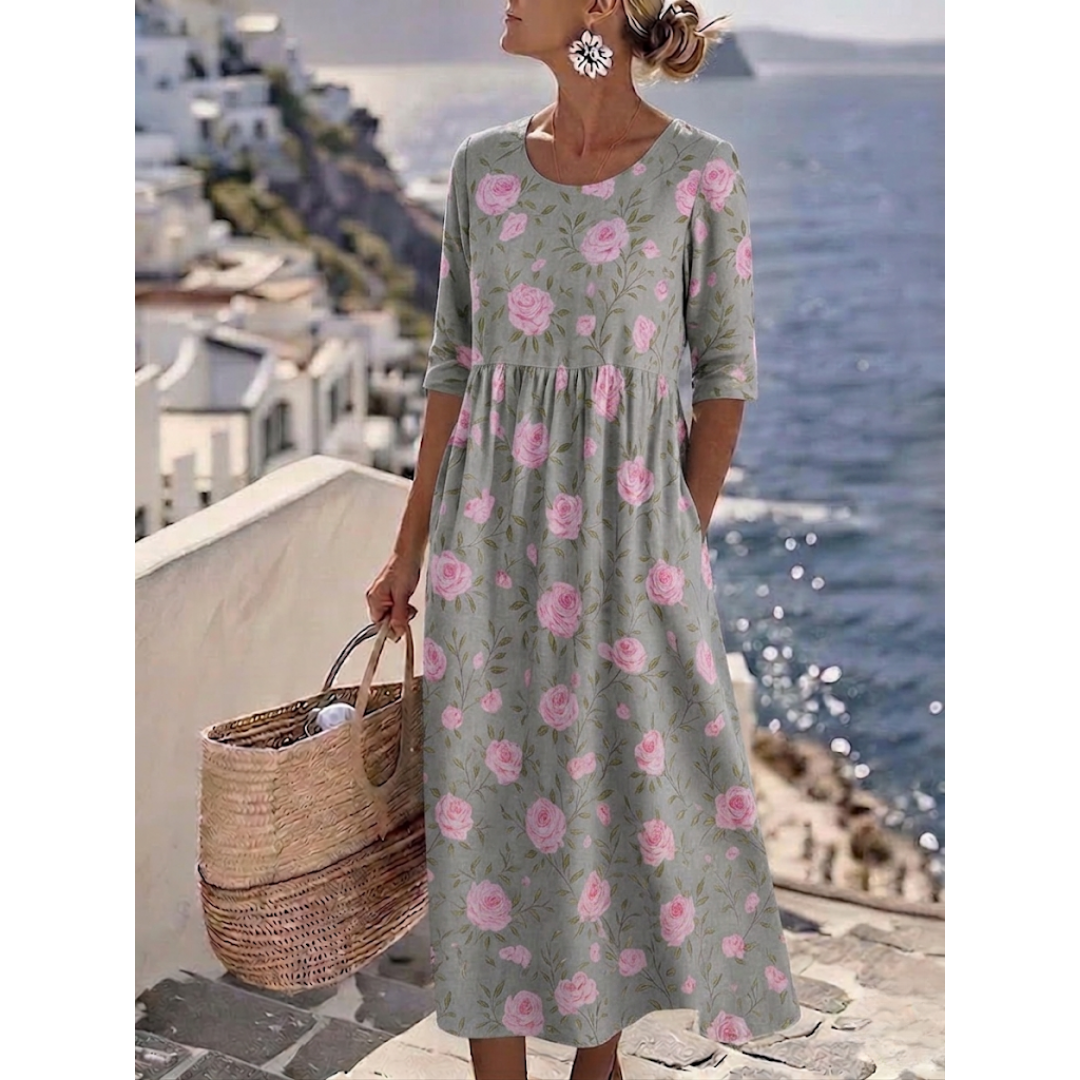 Dani | Elegante zomerse midi-jurk met bloemenprint