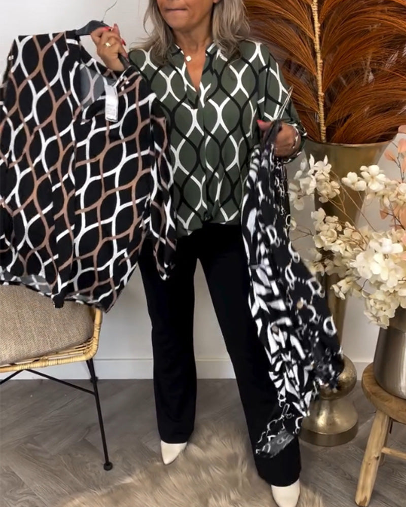 Marleen | Blouse met Grafisch Patroon