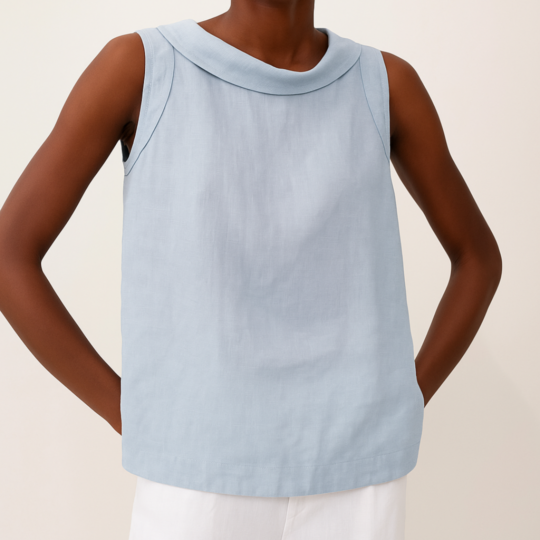 Marisa | Mouwloze top met opgerolde kraag