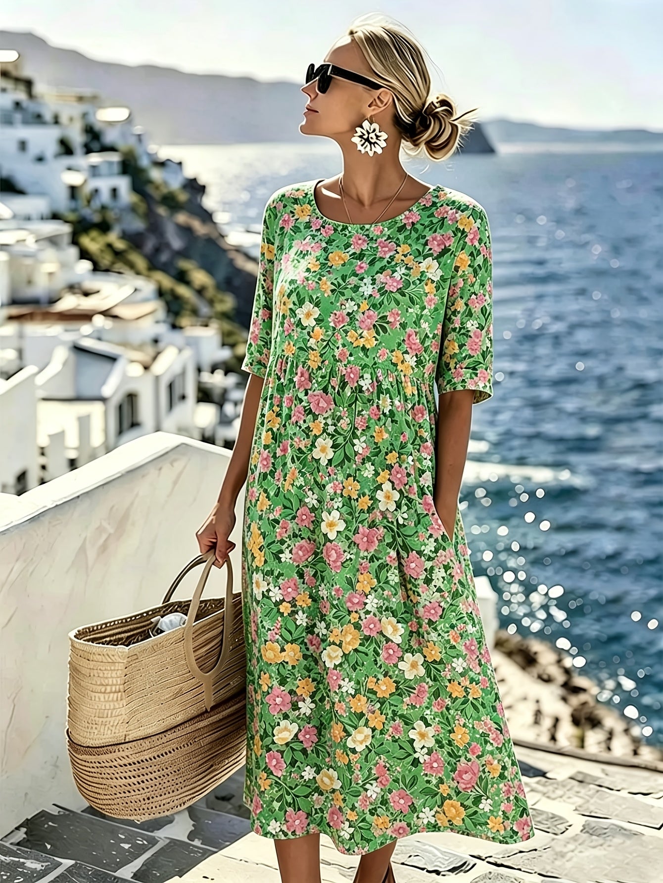 Kaycee | Elegante zomerse midi-jurk met bloemenprint
