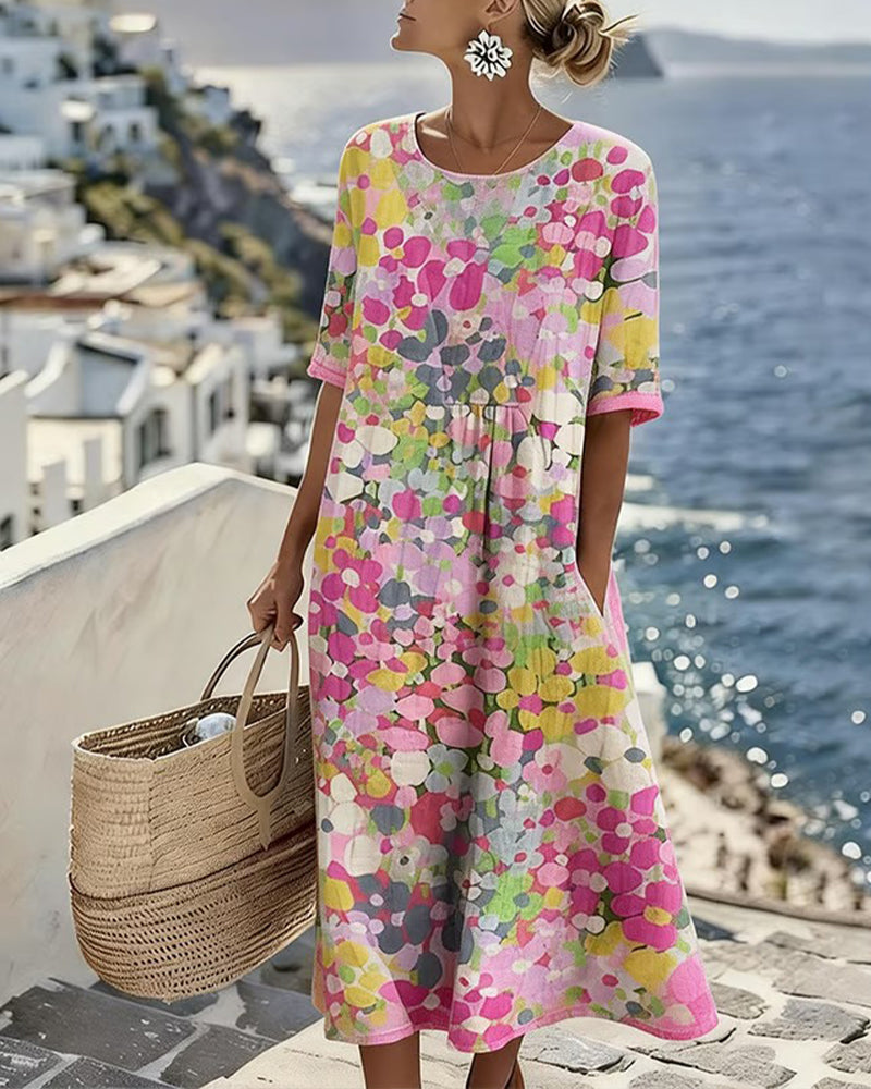 Emery | Elegante zomerse midi-jurk met bloemenprint