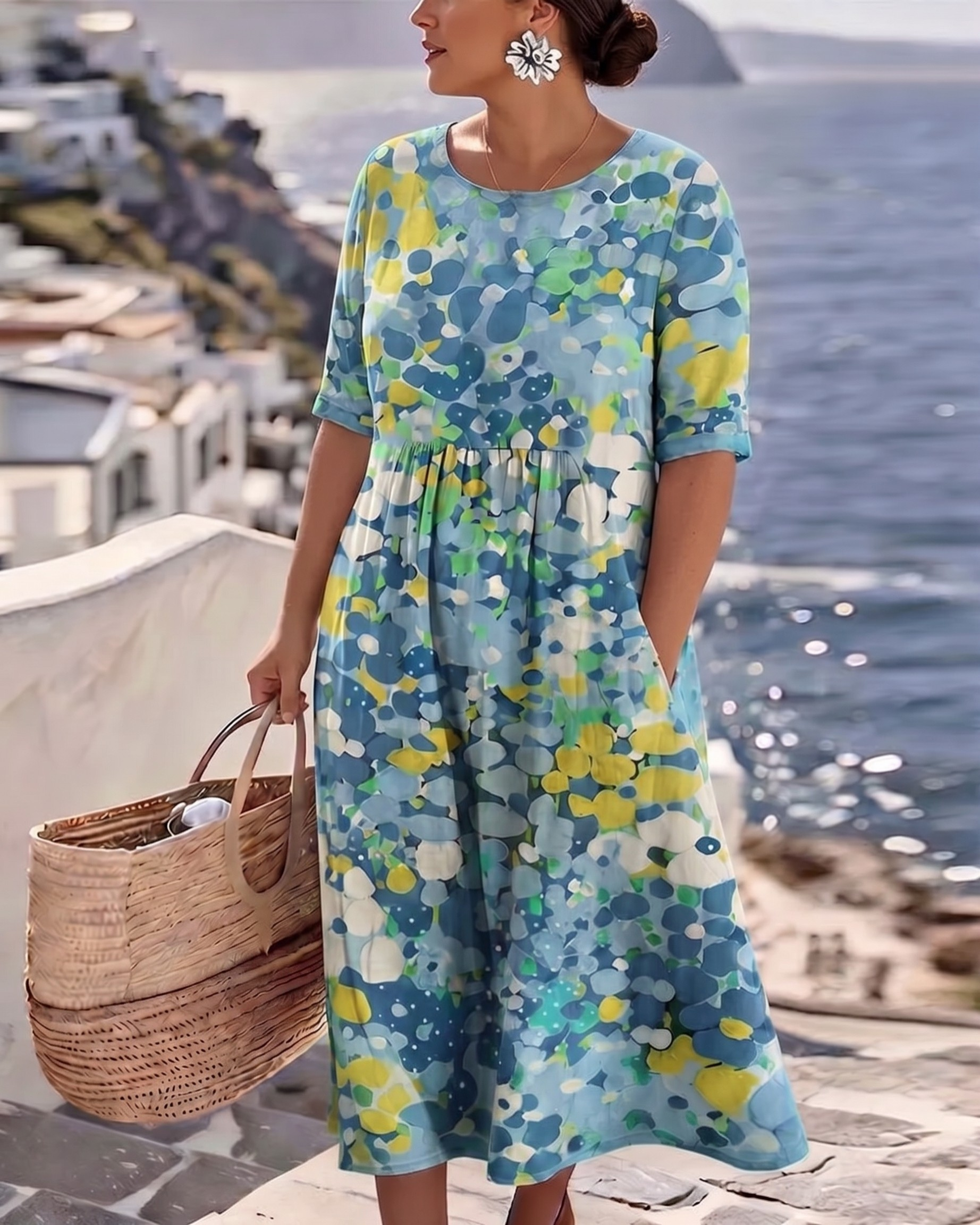 Emery | Elegante zomerse midi-jurk met bloemenprint