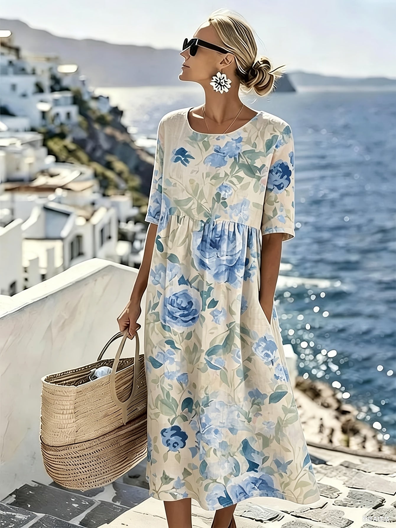 Evangelyn | Elegante zomerse midi-jurk met bloemenprint