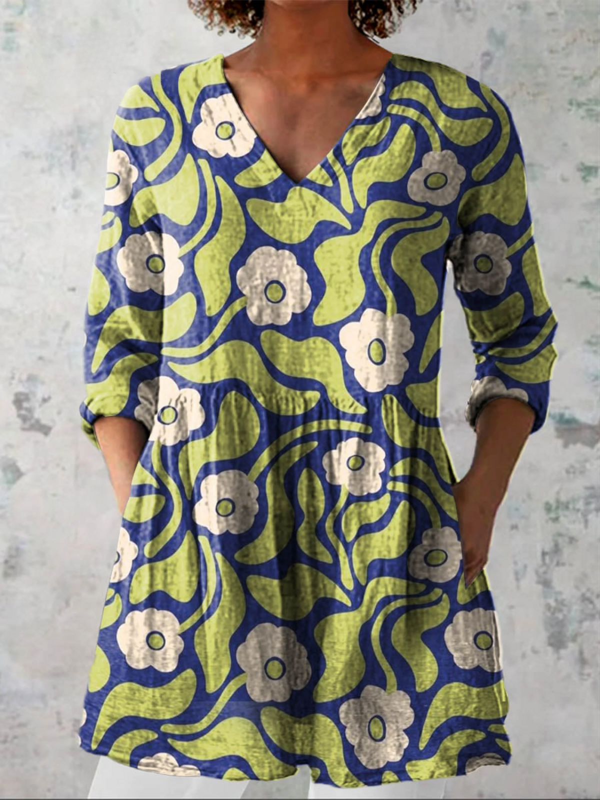 Githa | Lange blouse met V-hals