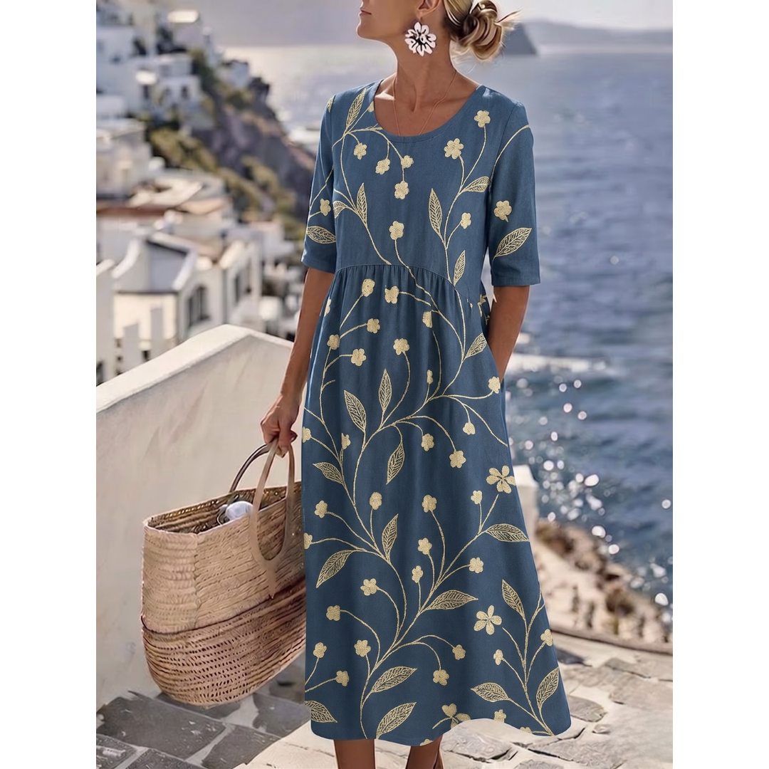 Dani | Elegante zomerse midi-jurk met bloemenprint