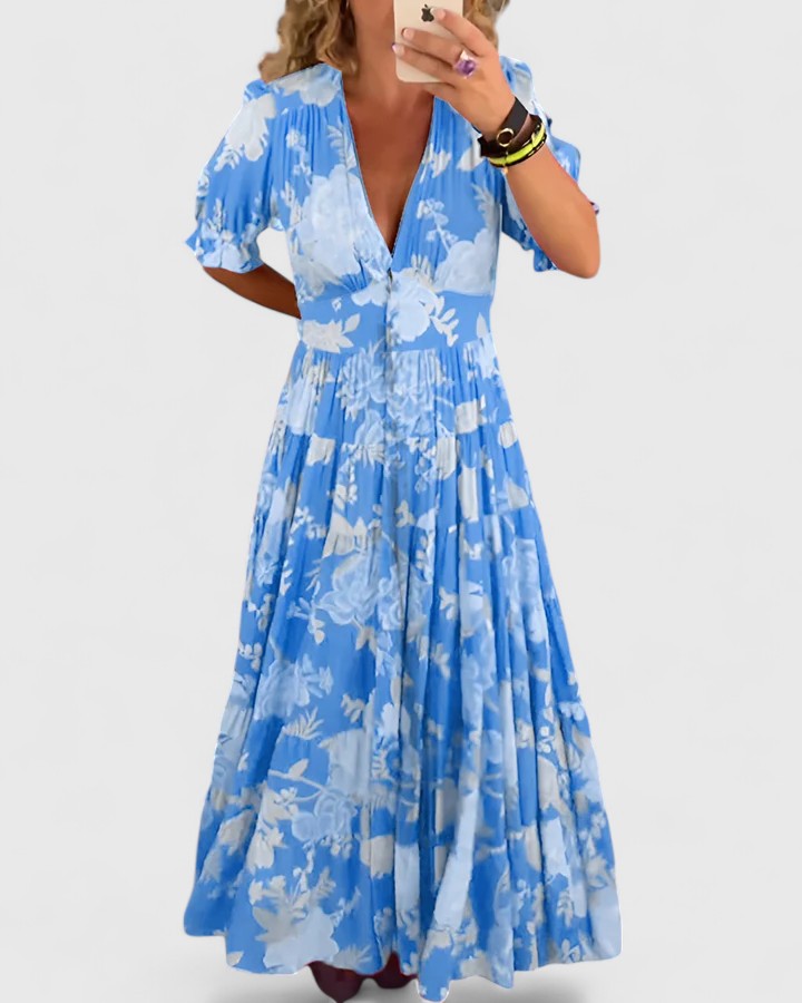 Minerva | Elegante jurk met bloemenprint en V-hals