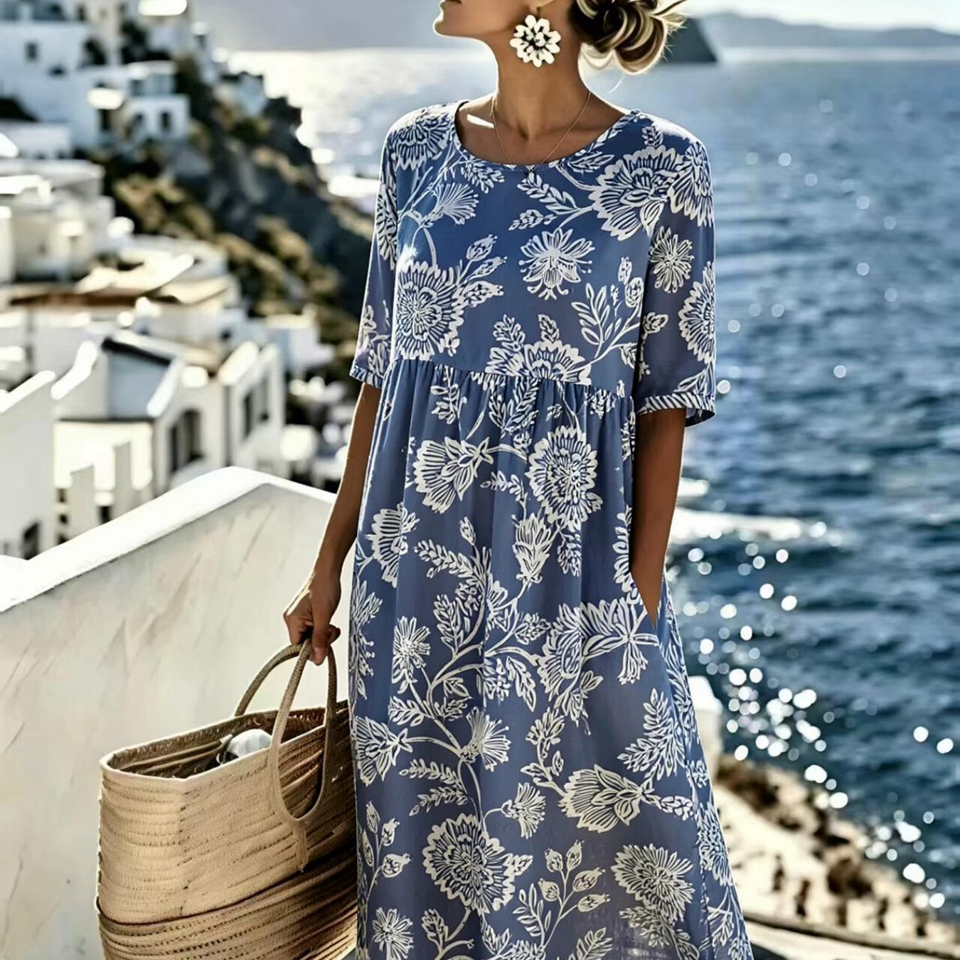 Evangelyn | Elegante zomerse midi-jurk met bloemenprint