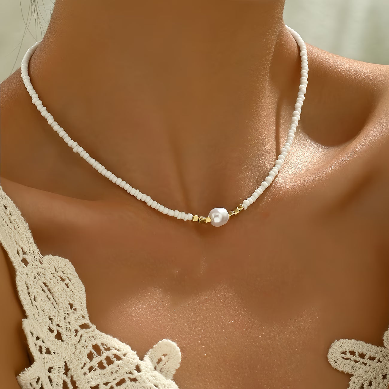 Lian | Minimalistische ketting met turkoois en parels