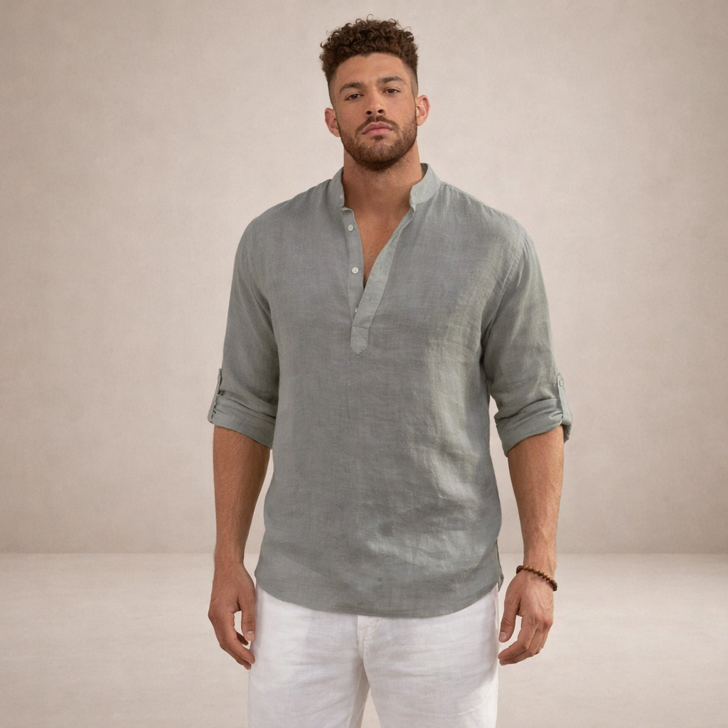 Matthew | Overhemd Heren Regular Fit Ademend Opstaande Kraag Lange Mouwen