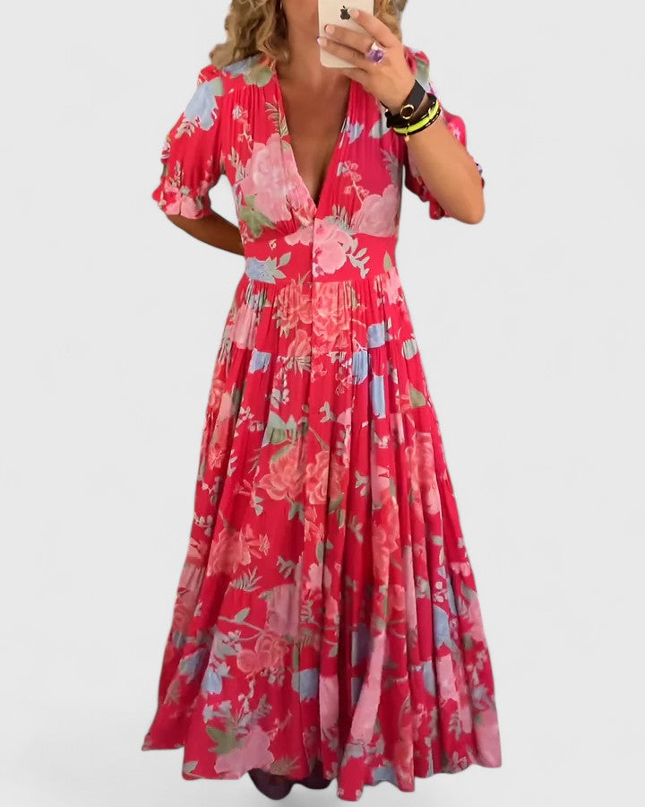 Minerva | Elegante jurk met bloemenprint en V-hals