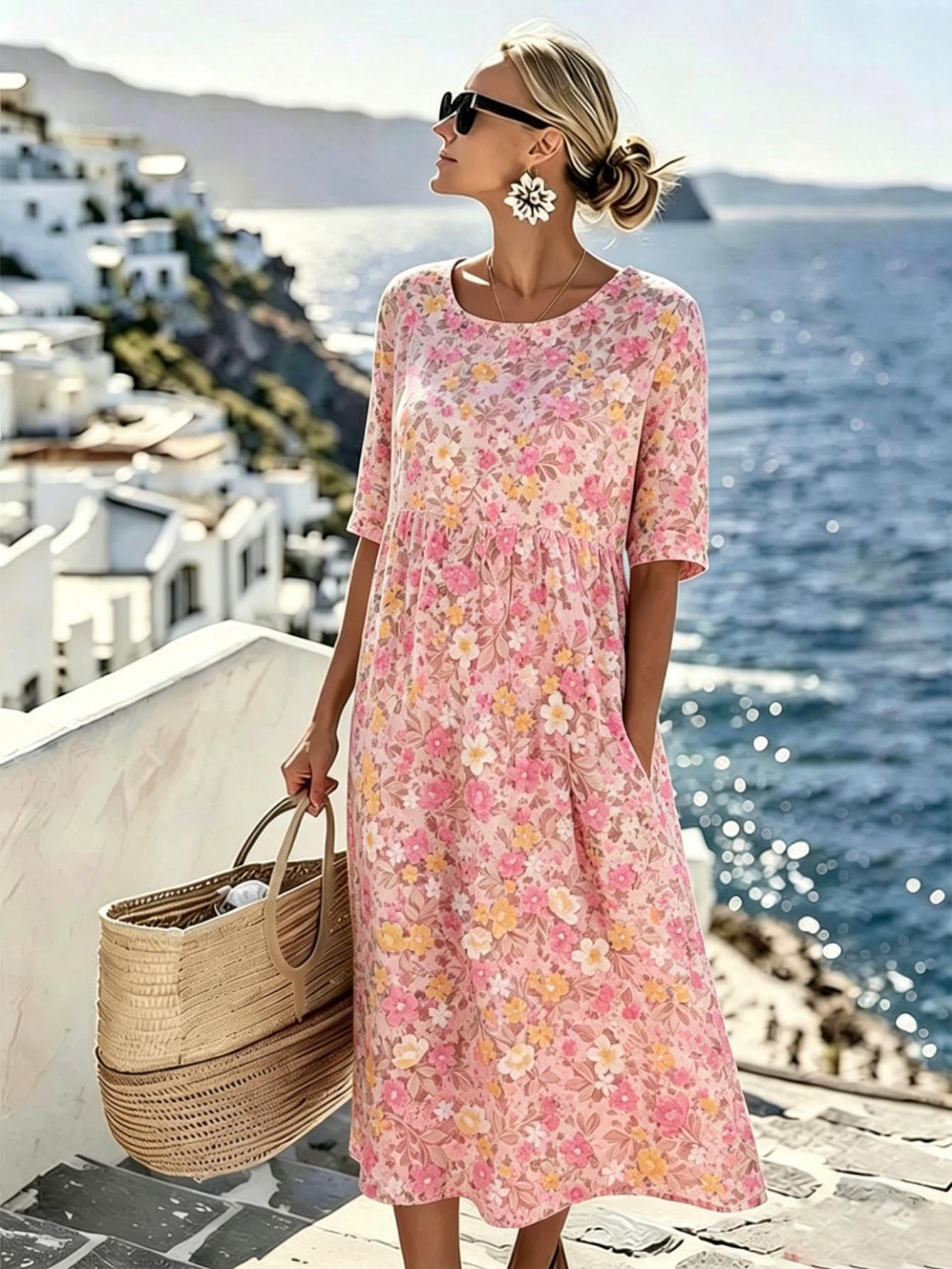 Kaycee | Elegante zomerse midi-jurk met bloemenprint
