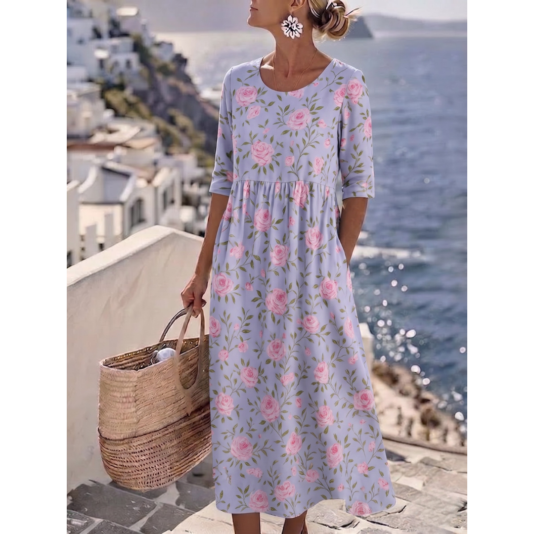 Dani | Elegante zomerse midi-jurk met bloemenprint