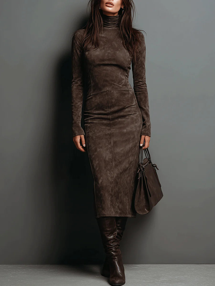 Ava | Suède midi-jurk