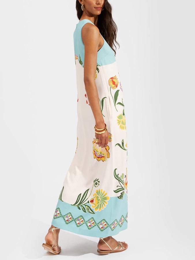 Geertrui | Resort Sunshine - Midi-jurk zonder mouwen met bloemenprint