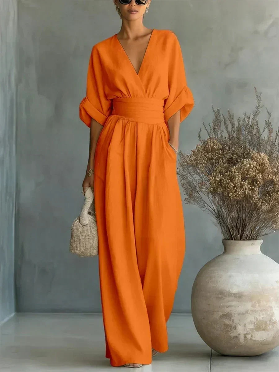 Suzana | Jumpsuit met V-hals en hoge taille