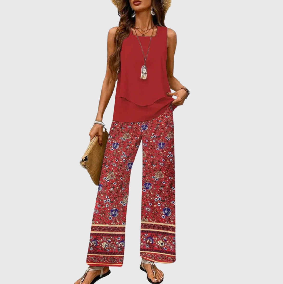 Rowana | Mouwloze top en wijde broek