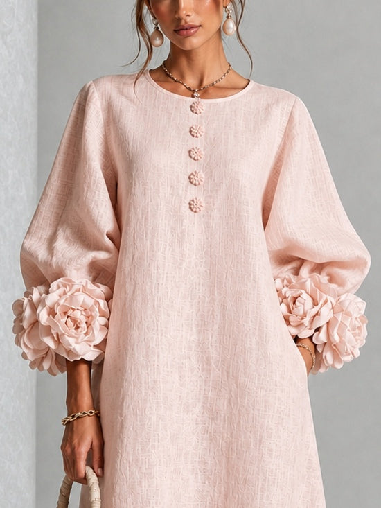 Linnea | Midi-jurk met rozet-manchetknopen