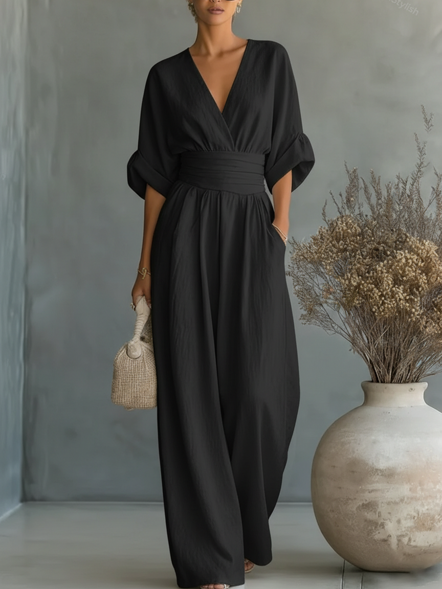 Suzana | Jumpsuit met V-hals en hoge taille