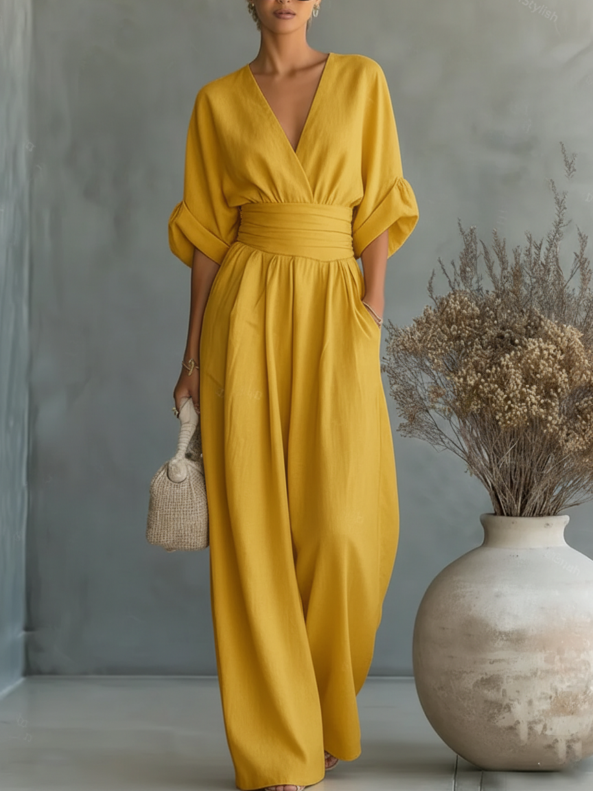 Suzana | Jumpsuit met V-hals en hoge taille