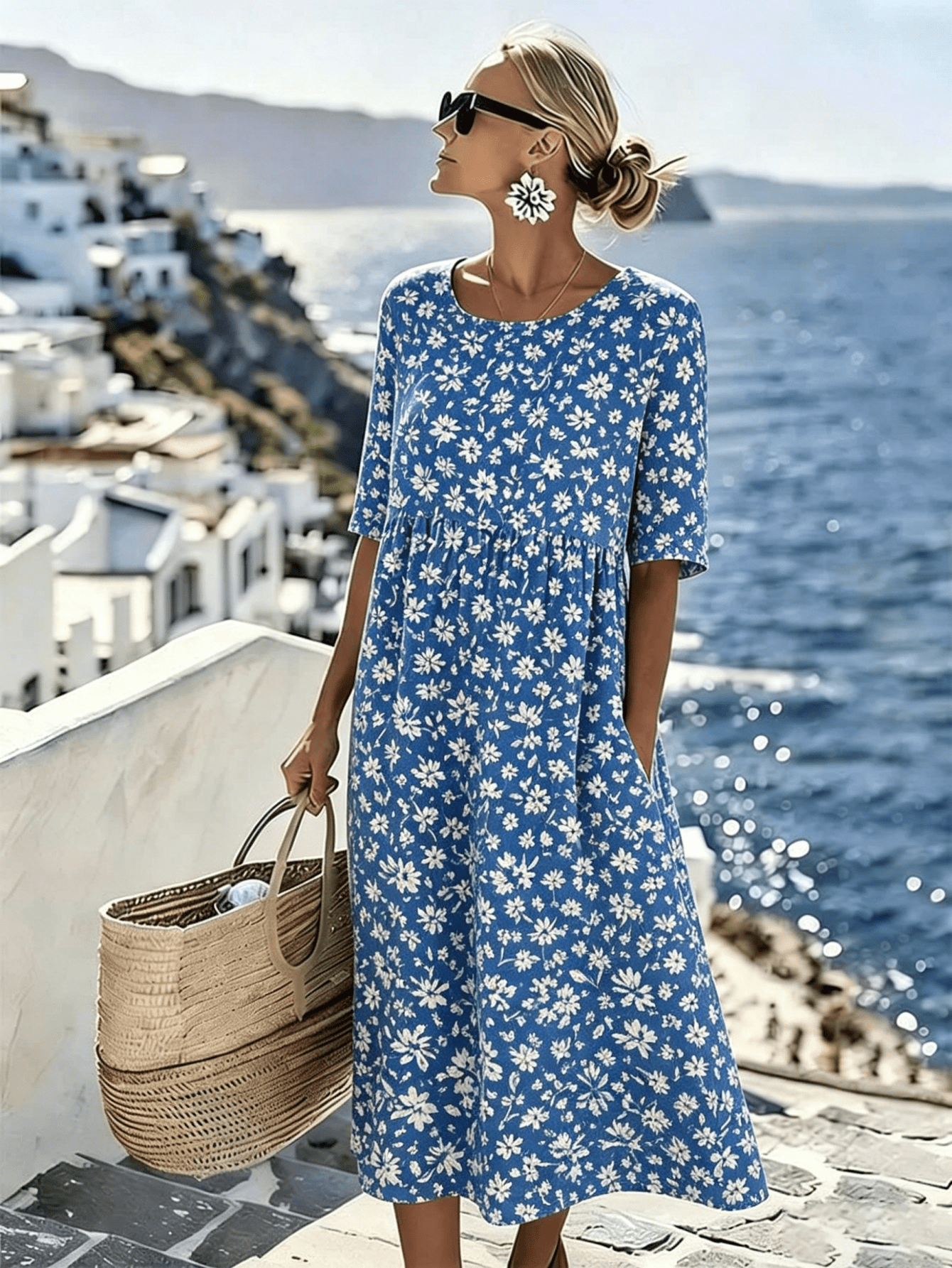 Kaycee | Elegante zomerse midi-jurk met bloemenprint