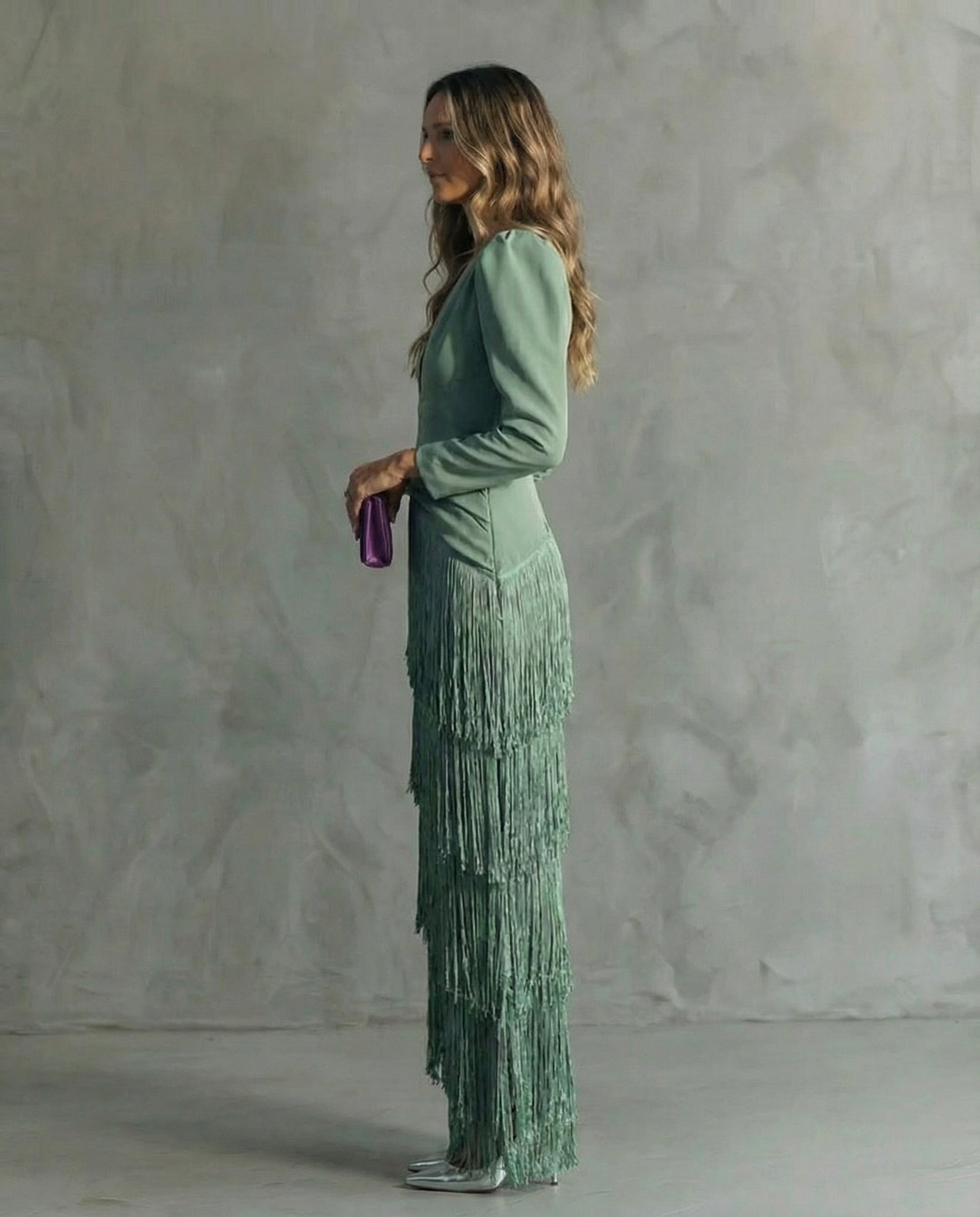 Thea | Elegante jurk met franjes aan de mouwen