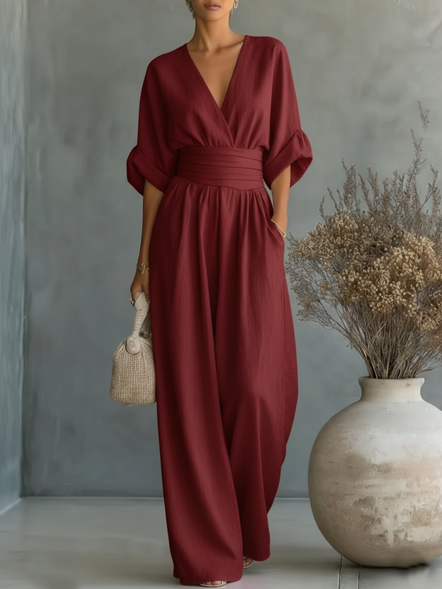 Suzana | Jumpsuit met V-hals en hoge taille