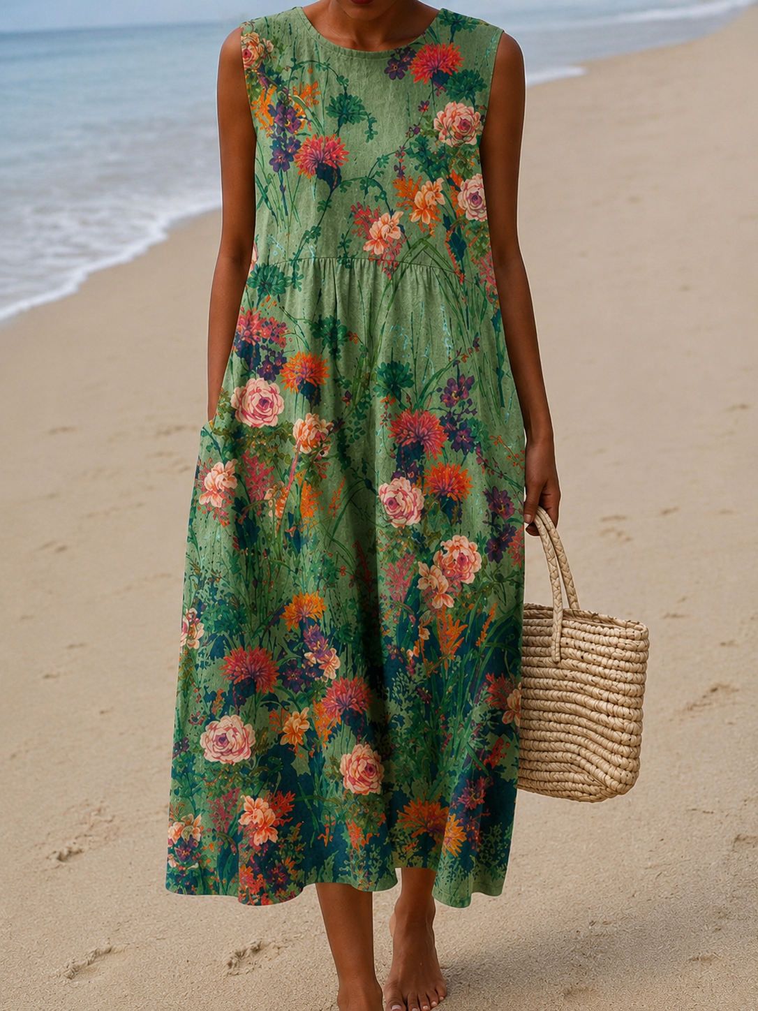 Erica | Mouwloze casual midi-jurk met print voor dames