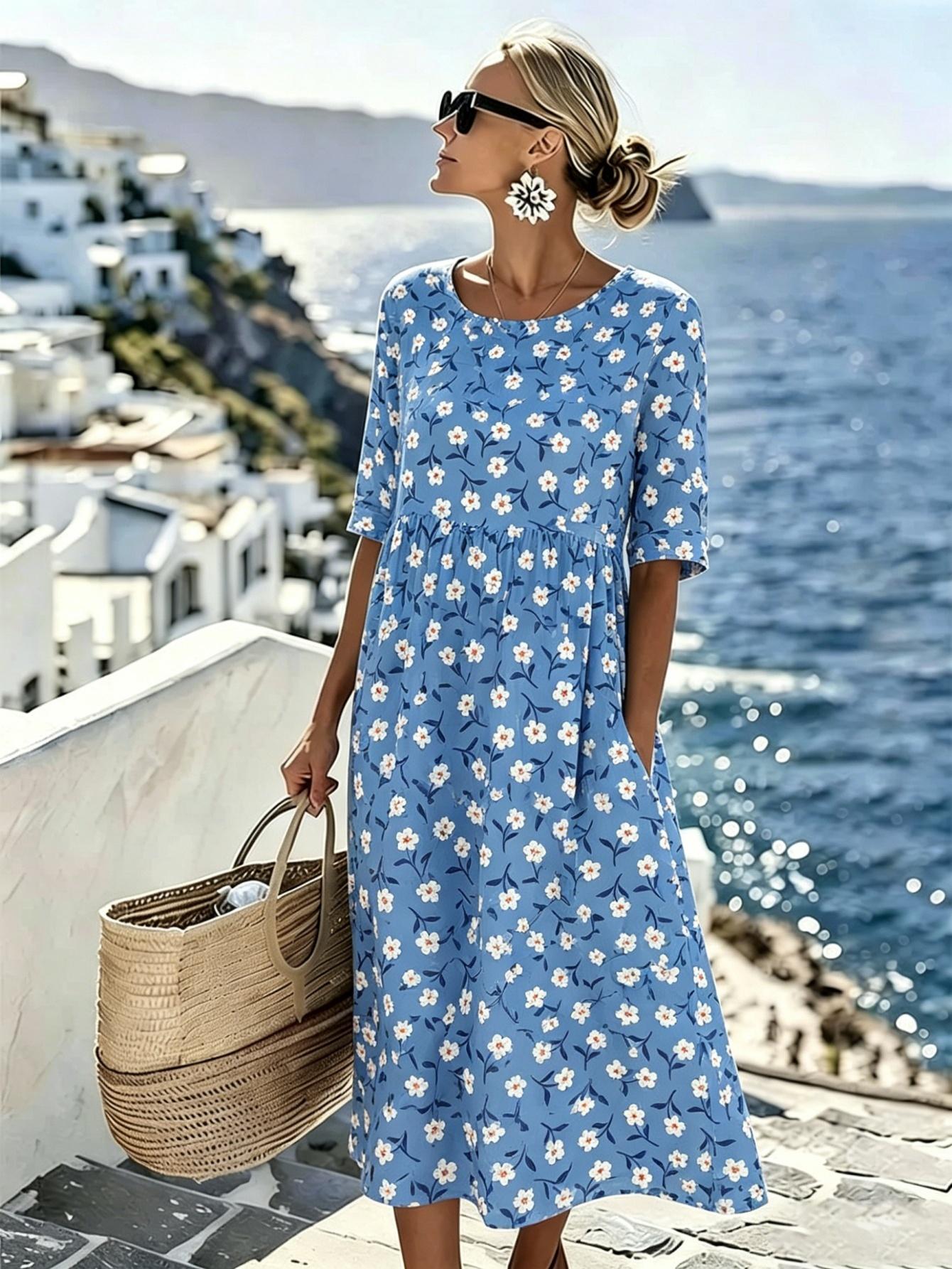 Lolita | Elegante zomerse midi-jurk met bloemenprint
