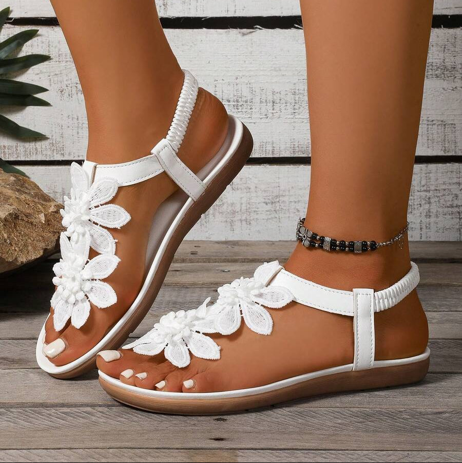 Francine | Orthopedische sandalen met bloemenversieringen