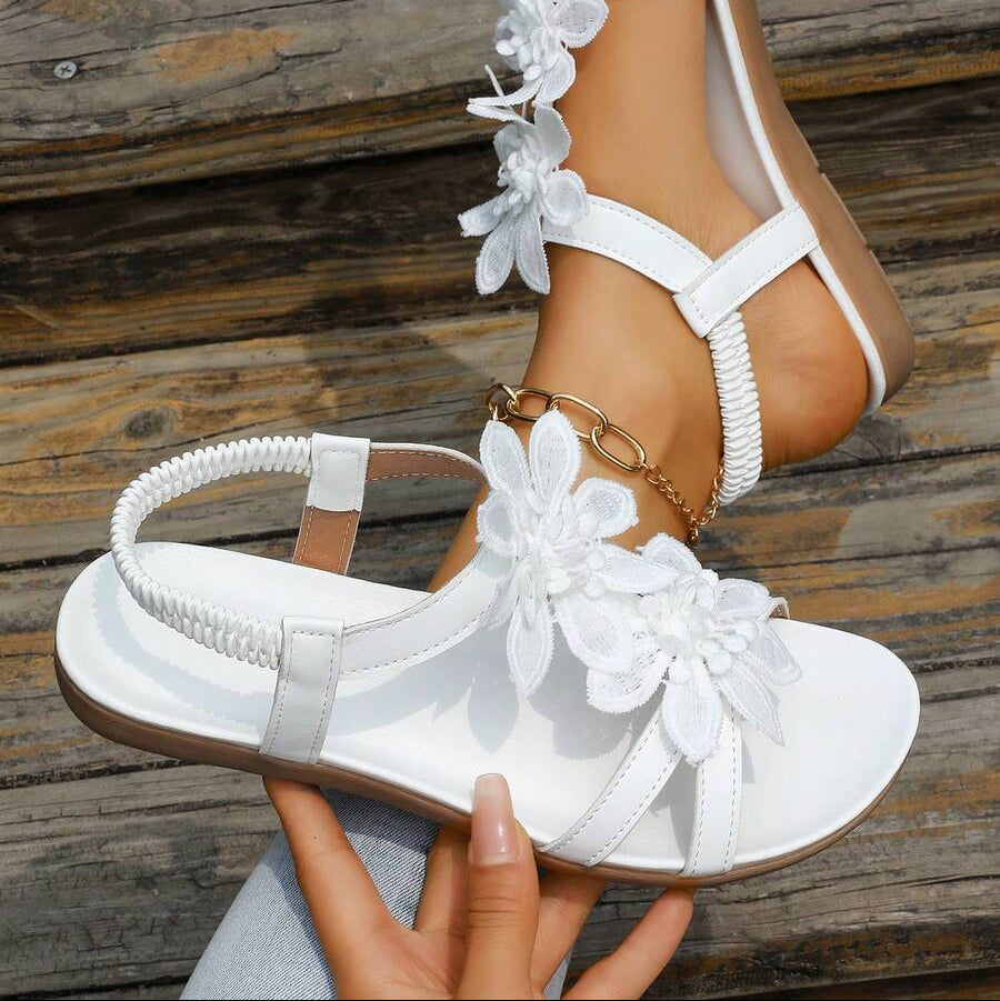 Francine | Orthopedische sandalen met bloemenversieringen
