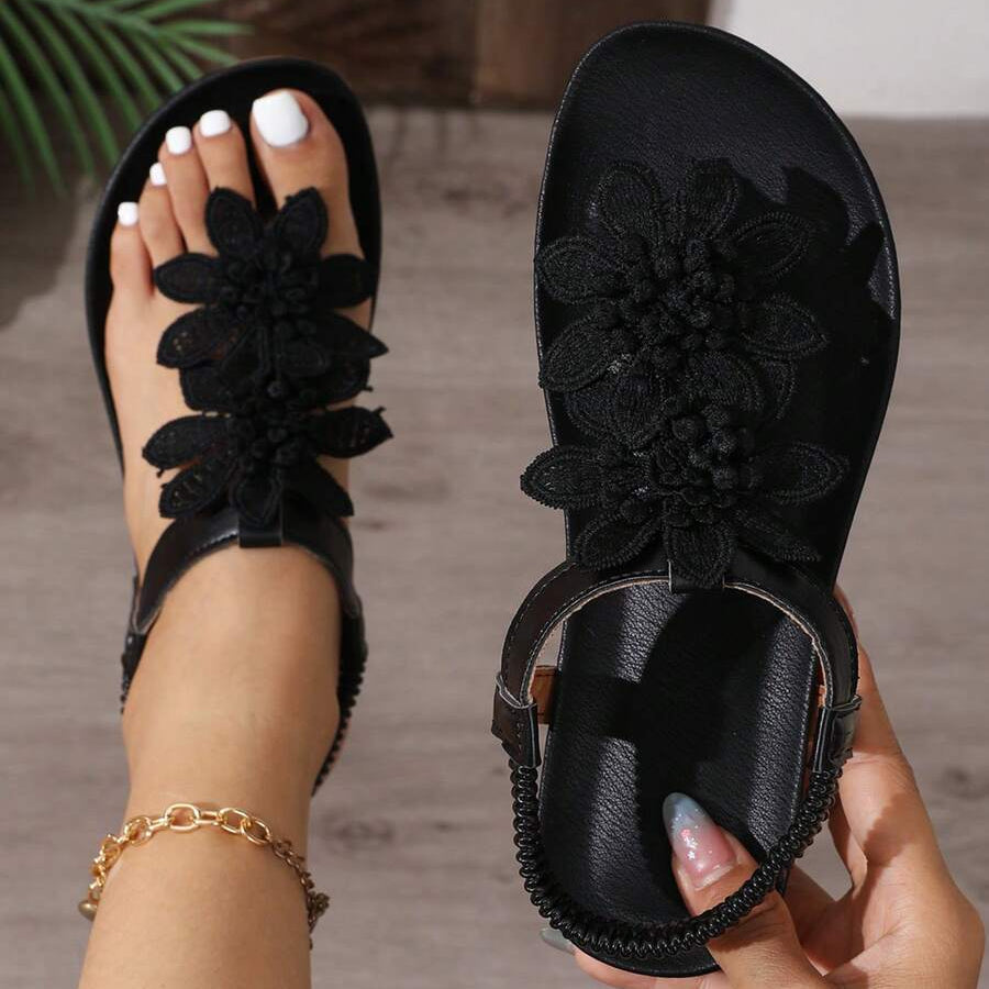 Francine | Orthopedische sandalen met bloemenversieringen