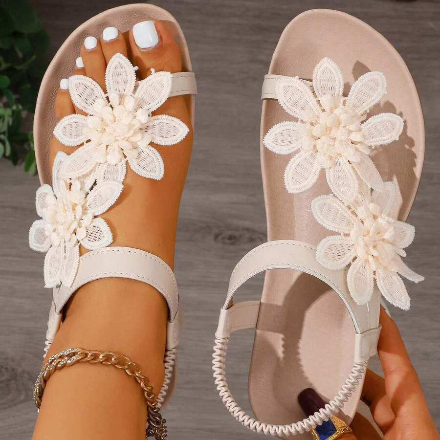 Francine | Orthopedische sandalen met bloemenversieringen