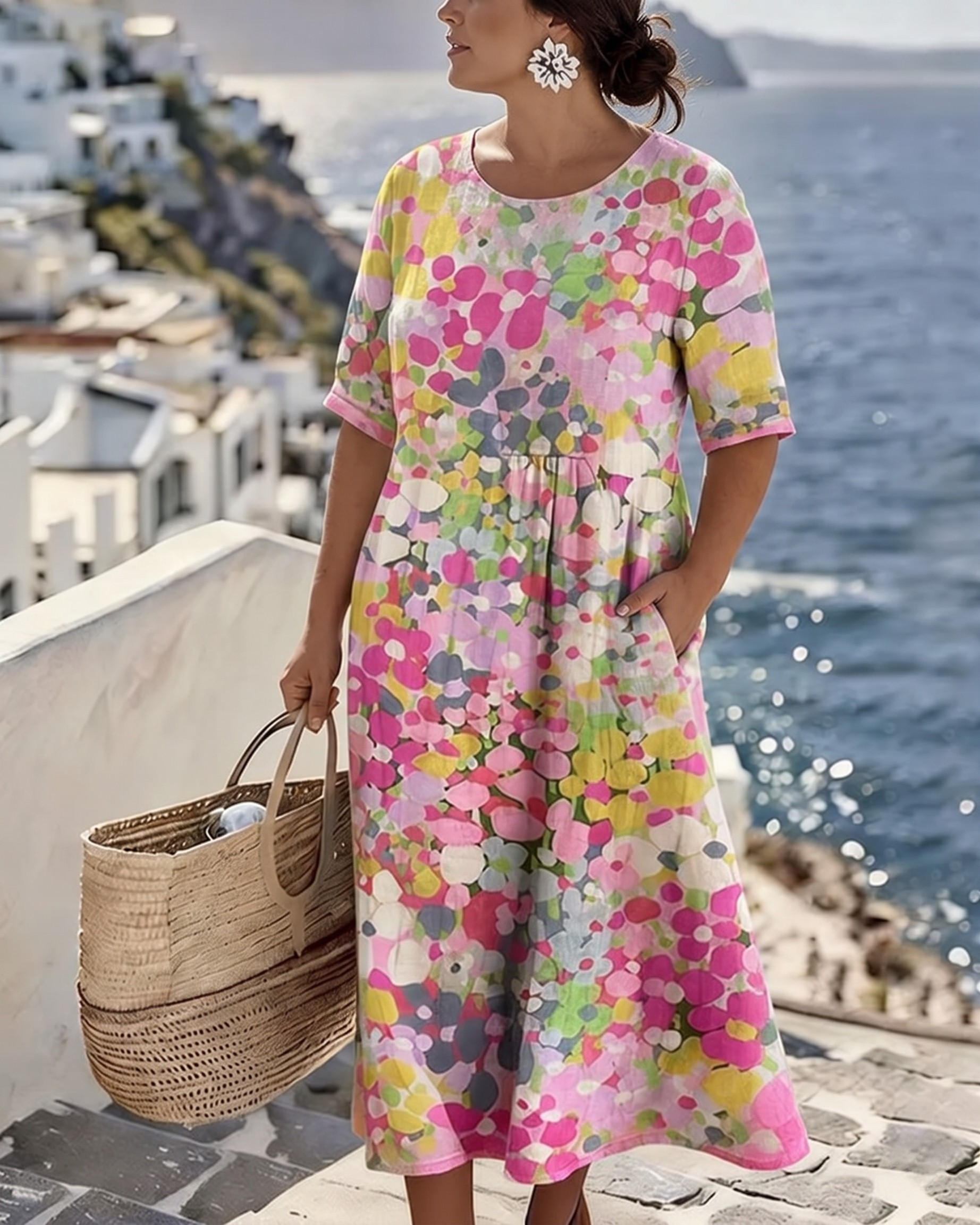 Emery | Elegante zomerse midi-jurk met bloemenprint