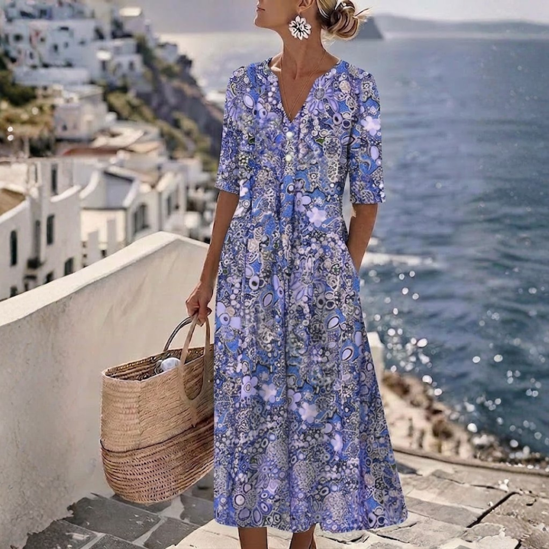 Janeth | Elegante zomerse midijurk die de buik bedekt