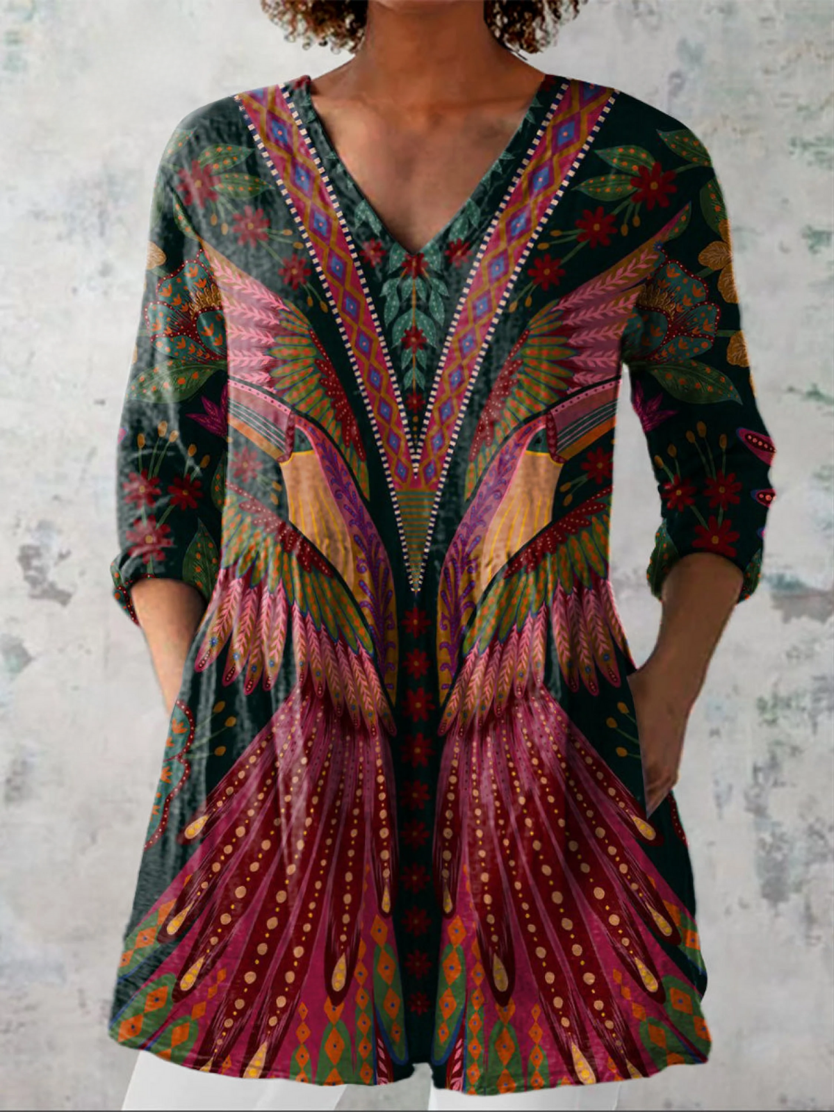 Doutzen | Lange blouse met V-hals
