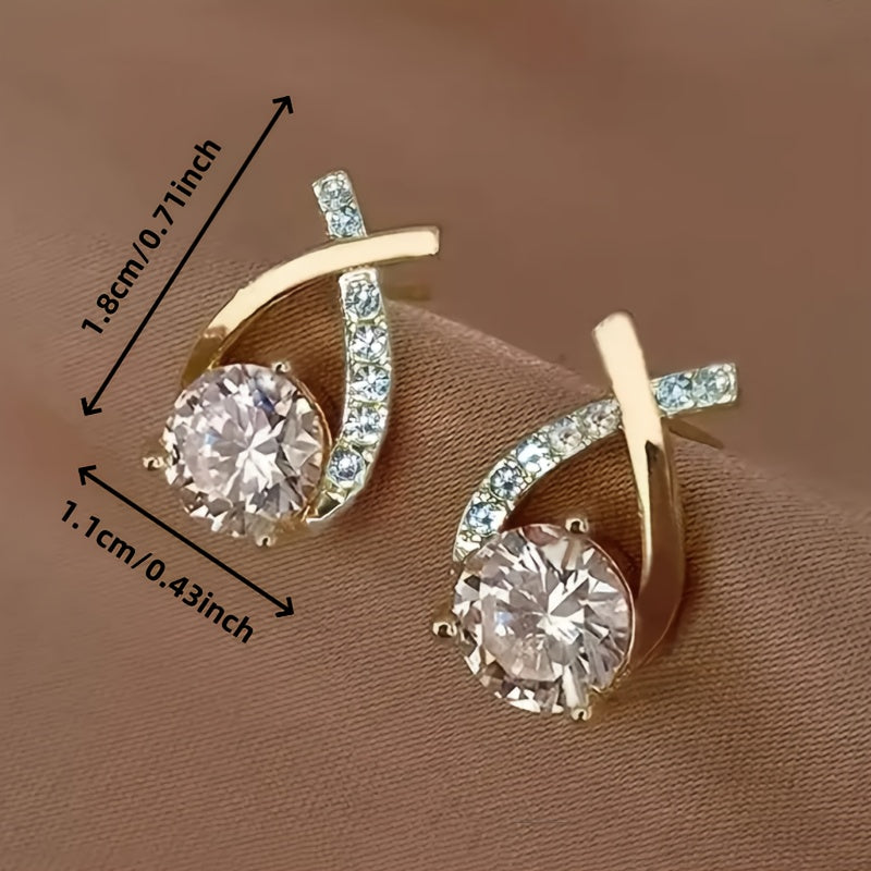 Oorbellen met Gouden Kruis en Zirconia