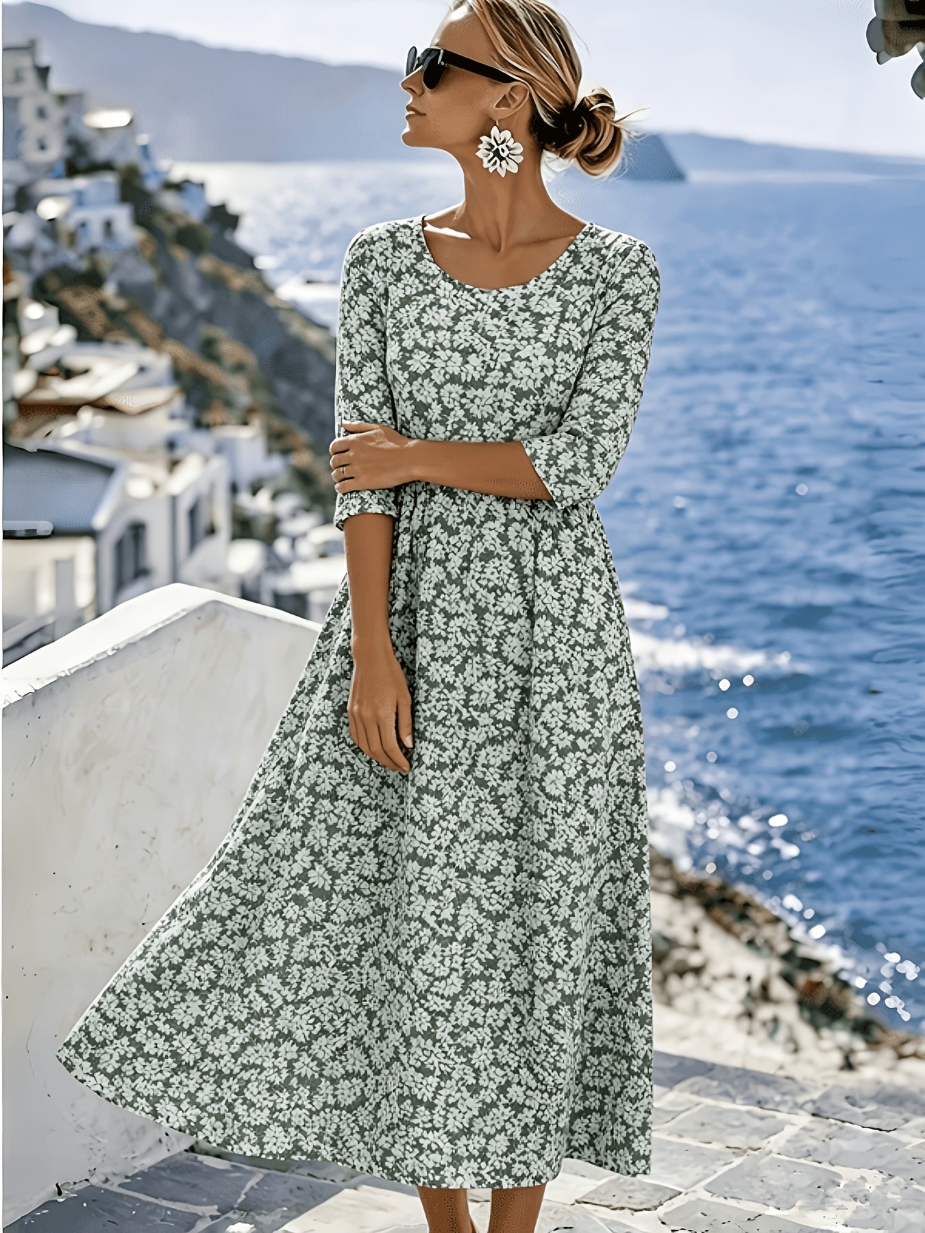 Shaney | Elegante midi-jurk met bloemenprint