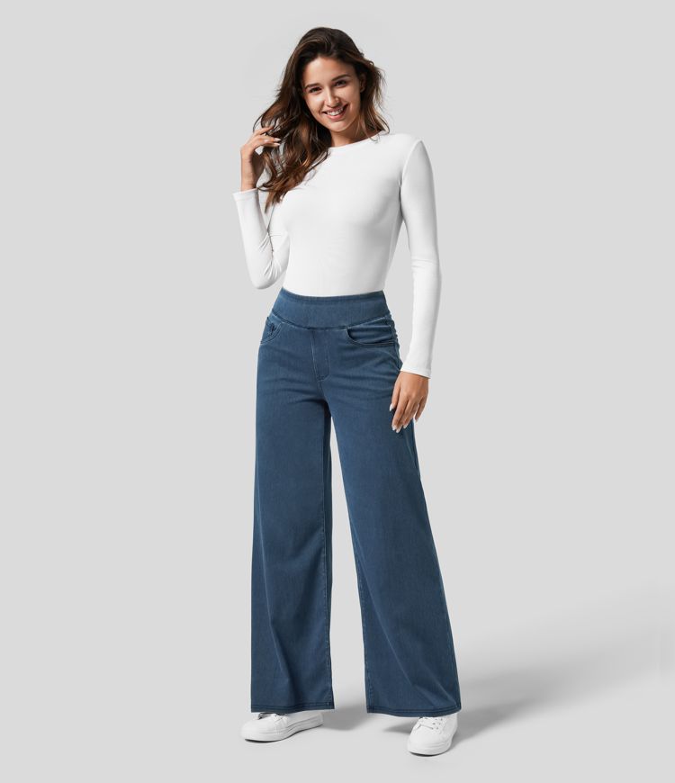 Elona | Comfy Elastische Broek met Hoge Taille