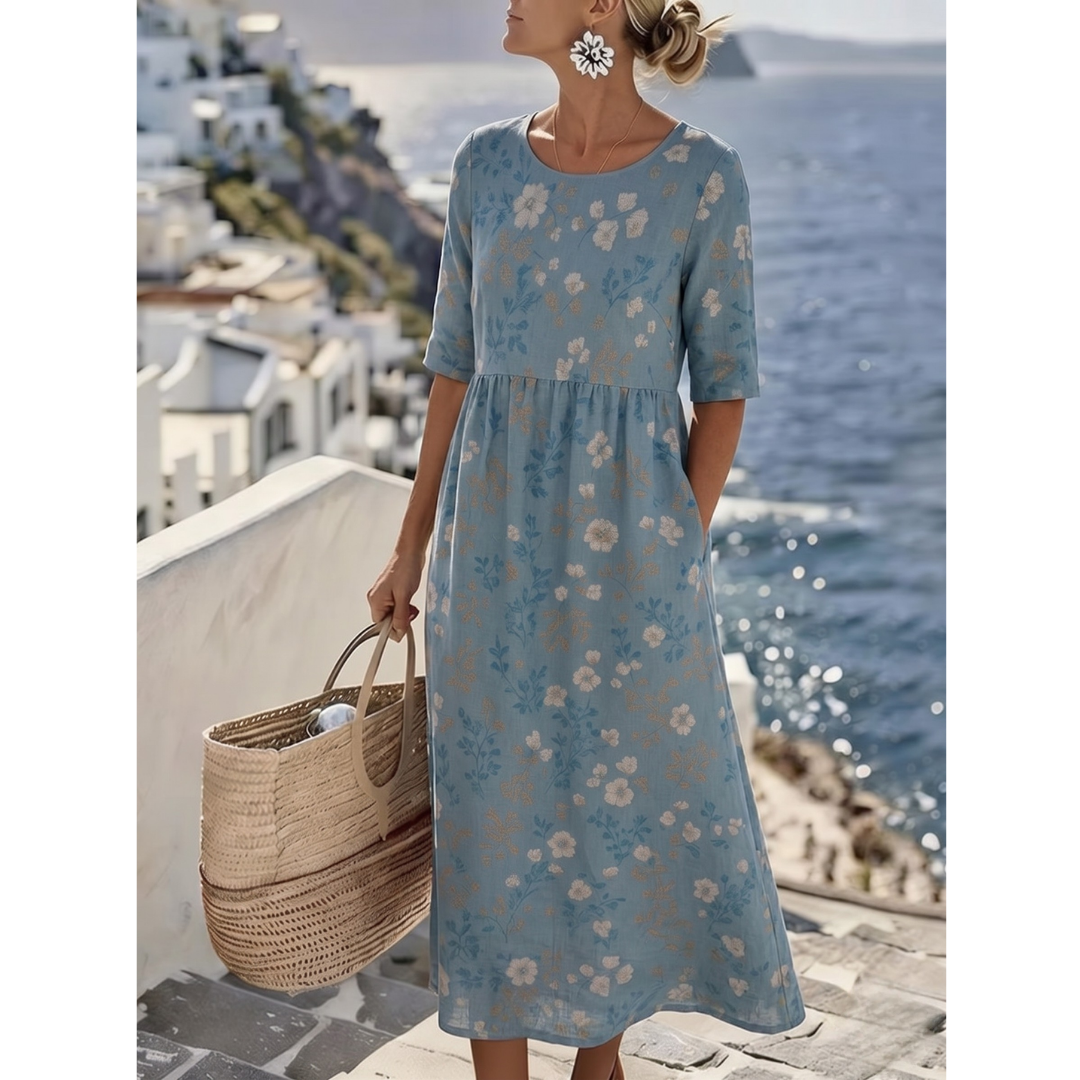 Dani | Elegante zomerse midi-jurk met bloemenprint