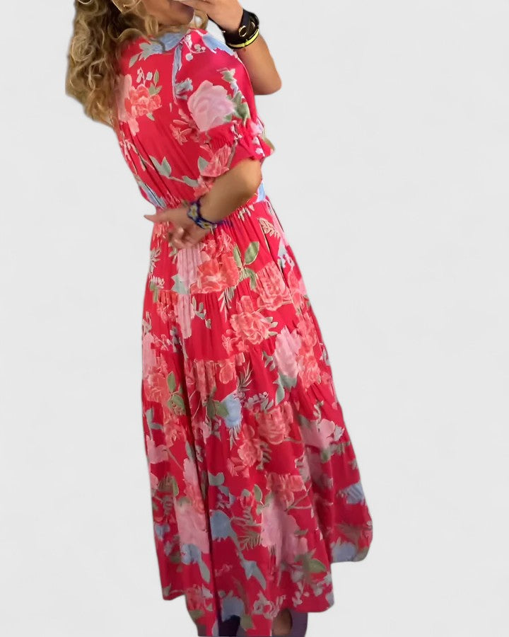 Minerva | Elegante jurk met bloemenprint en V-hals