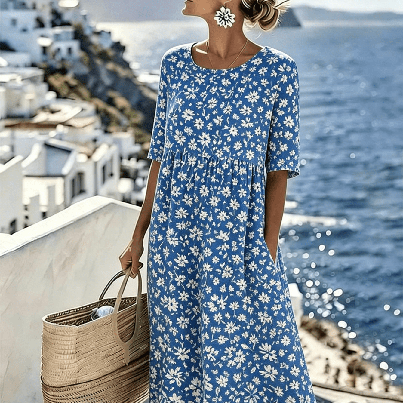 Kaycee | Elegante zomerse midi-jurk met bloemenprint