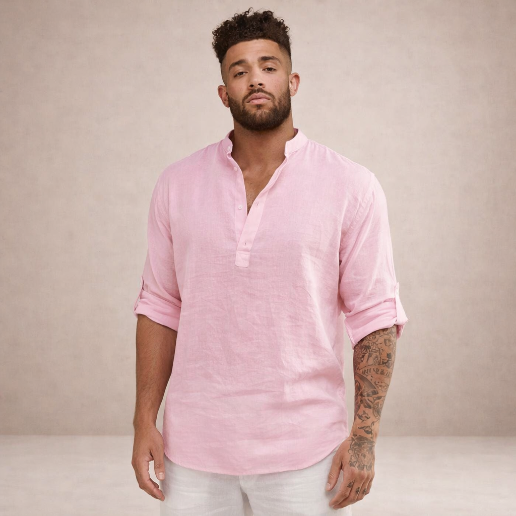 Matthew | Overhemd Heren Regular Fit Ademend Opstaande Kraag Lange Mouwen