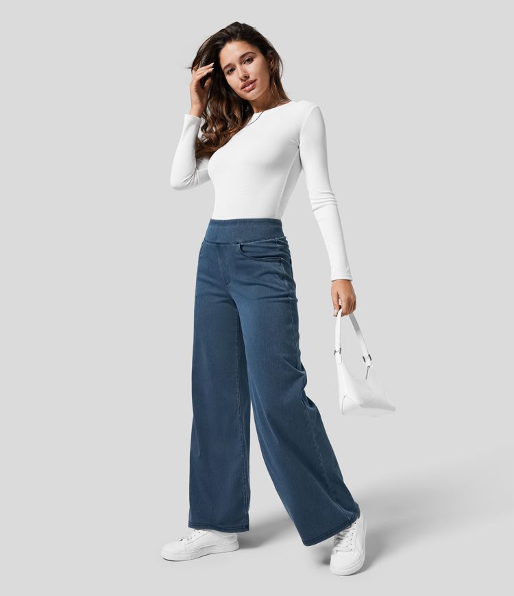 Elona | Comfy Elastische Broek met Hoge Taille