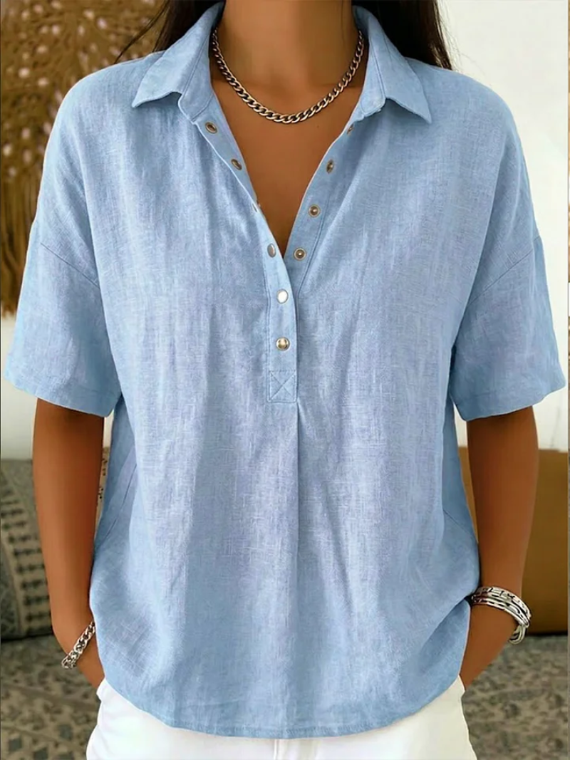Therese – Blouse met kraag en knoopdetail