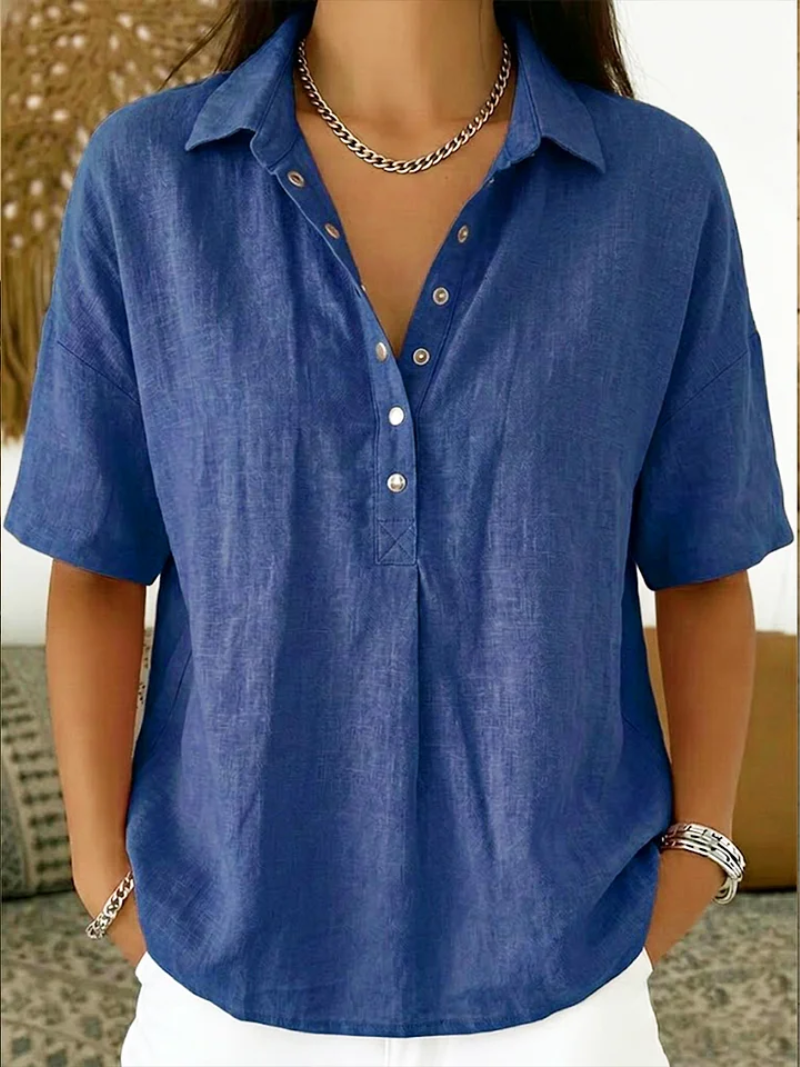 Christa – Blouse met kraag en knoopdetail
