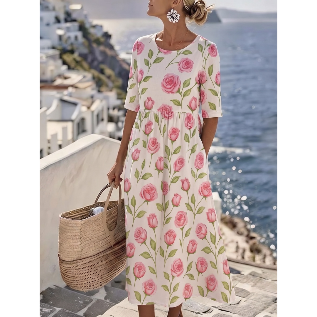 Dani | Elegante zomerse midi-jurk met bloemenprint